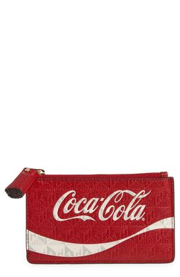Anya Hindmarch Coca-Cola Embossed Leather Zip Card Case in Red