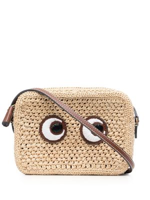 Anya Hindmarch eyes-appliqué woven crossbody bag - Neutrals