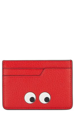 Anya Hindmarch Eyes Leather Card Case in Bright Red