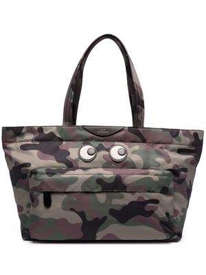 Anya Hindmarch Eyes logo-patch camouflage-print tote bag - Green