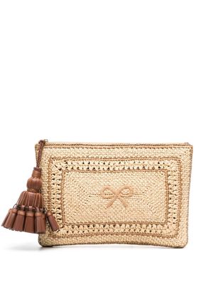 Anya Hindmarch Georgiana Bow raffia clutch bag - Neutrals