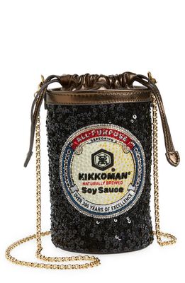 Anya Hindmarch Kikkoman Sequin Recycled Satin Crossbody Bag in Black