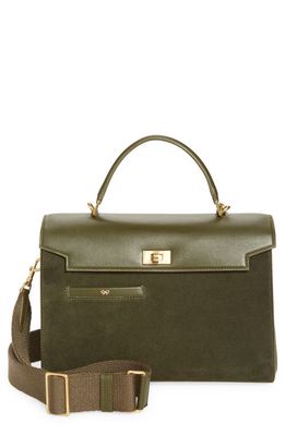 Anya Hindmarch Mortimer Suede & Leather Top Handle Bag in Khaki