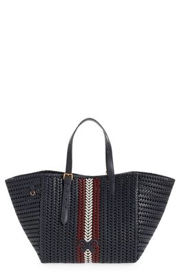 Anya Hindmarch Neeson Square Woven Leather Tote in Marine