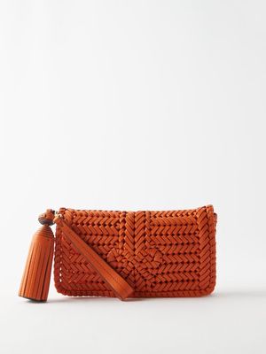 Anya Hindmarch - Neeson Tassel Braided-leather Clutch Bag - Womens - Orange