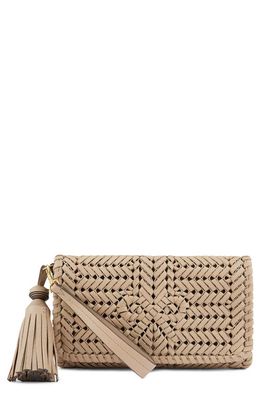 Anya Hindmarch Neeson Tassel Woven Leather Clutch in Light Nude