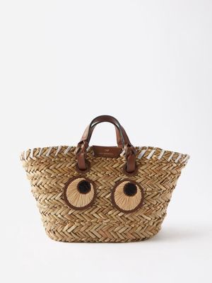 Anya Hindmarch - Paper Eyes Small Raffia Basket Bag - Womens - Beige