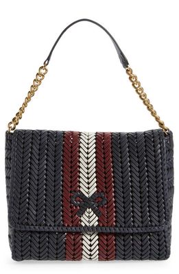 Anya Hindmarch The Neeson Chain Woven Leather Shoulder Bag in Marine