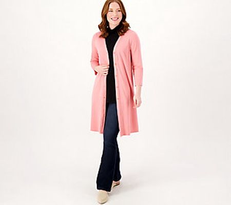 AnyBody Cozy Knit Button Front Long Cardigan