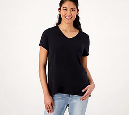 AnyBody Cozy Knit Washed Tee with Seam Detail