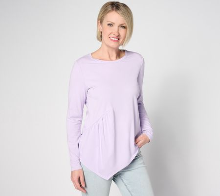 AnyBody Lounge Cozy Knit Long Sleeve Top with Asymmetic Hem