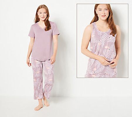 Anybody Lush Jersey 3-Piece Tee and Tank PJ Set