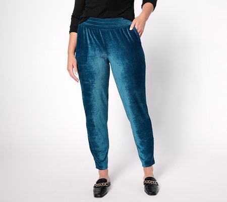 AnyBody Rib Velour Pull-On Tapered Leg Pant
