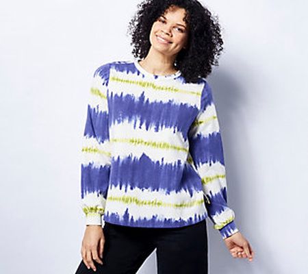AnyBody Washed French Terry Printed Pullover Top