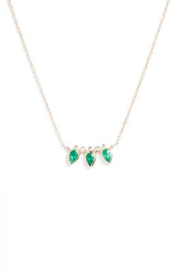 Anzie Bouquet Diamond Mini Fan Necklace in Emerald