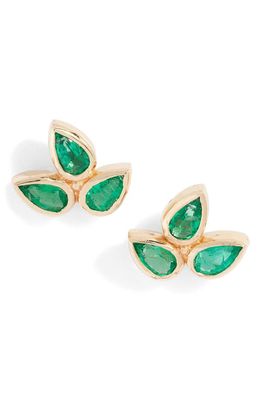 Anzie Bouquet Fleur de Lis Stud Earrings in Emerald