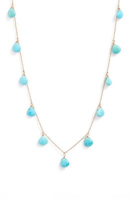 Anzie Briolette Stone Charm Necklace in Turquoise