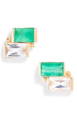 Anzie Cléo Duo Stud Earrings in Emerald