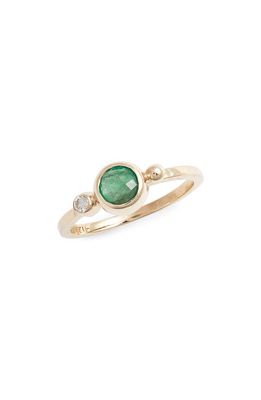 Anzie Dew Drop Bonheur Ring in Emerald/White