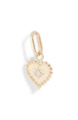 Anzie Dew Drop Heart Pendant Charm in Gold/Diamond