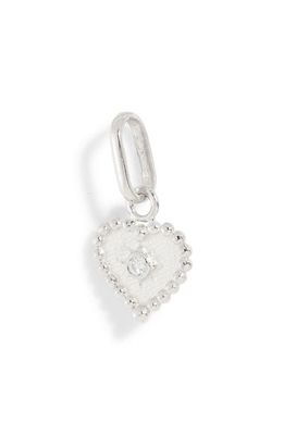Anzie Dew Drop Heart Pendant Charm in Silver/Diamond