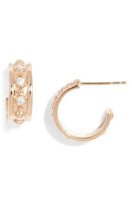Anzie Dew Drop Marine Huggie Hoop Earrings in Gold/Diamond