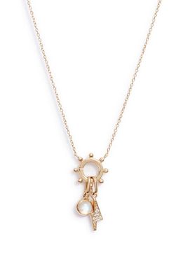 Anzie Dew Drop Mini Charm Cluster Necklace in Moonstone
