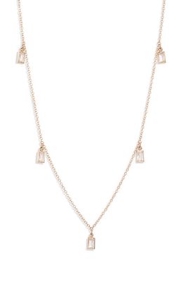 Anzie Dew Drop Shaky Station Necklace in Yellow Gold/White