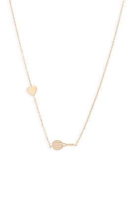 Anzie Diamond Tennis Racket Pendant Necklace in Gold