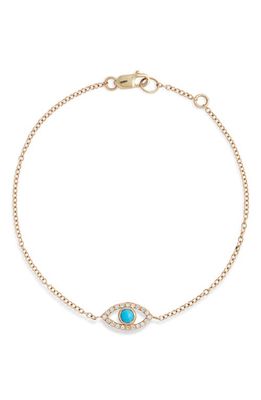 Anzie Evil Eye Turquoise & Pavé Diamond Bracelet in Gold