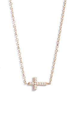 Anzie Love Letter Pavé Diamond Cross Pendant Necklace in Gold /Diamond/16 In
