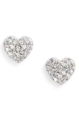 Anzie Love Letter Pavé Heart Stud Earrings in Silver/White Sapphire