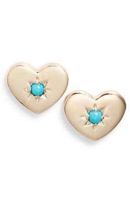 Anzie Love Letter Turquoise Heart Stud Earrings