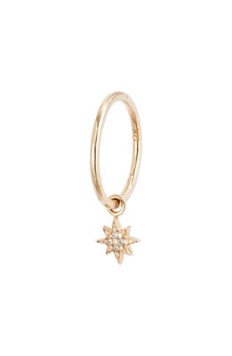 Anzie Mel Soldera Single Starburst Drop Hoop Earring in Gold/Diamond/14Mm