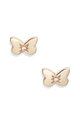 Anzie Mini Diamond Butterfly Stud Earrings in Gold