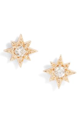 Anzie Petite Diamond North Star Stud Earrings in Gold/Diamond
