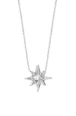 Anzie Starburst White Topaz Pendant Necklace in Silver