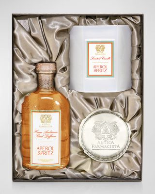 Aperol Spritz Home Ambiance Set, Diffuser and Candle with Silver Tray