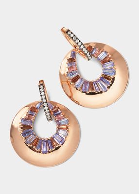 Aperture Earrings with Tanzanite, Andalusite, Peach Tourmaline and Diamonds