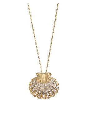 Aphrodite 14K Yellow Gold & 0.68 TCW Natural Diamond Clamshell Pendant Necklace