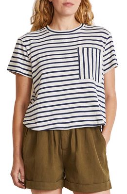 Apiece Apart Easy Stripe Pocket T-Shirt in Navy Cream Stripe