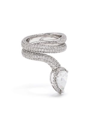 APM Monaco crystal-embellished wrap ring - Silver