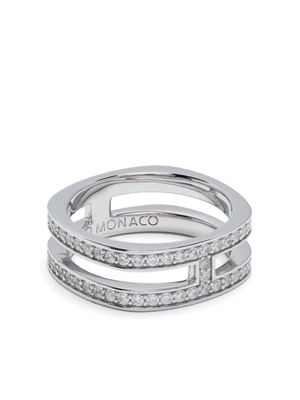 APM Monaco double-line pavé embellished ring - Silver