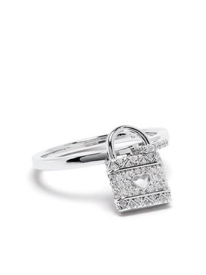 APM Monaco heart lock charm ring - Sliver