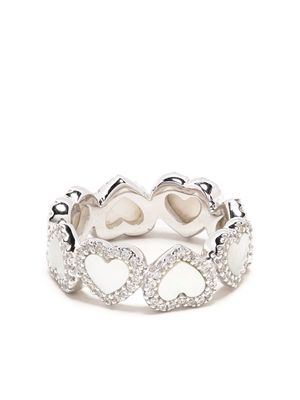 APM Monaco heart-motif embellished ring - Silver