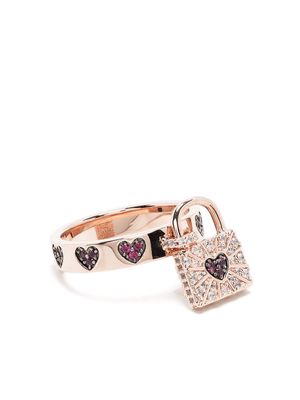 APM Monaco love lock charm ring - Pink