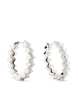 APM Monaco Up and Down pearl-embellished hoop earrings - Silver