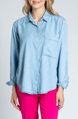 APNY Boyfriend Chambray Button-Up Shirt in Light Indigo