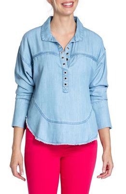 APNY Grommet Henley Chambray Top in Light Indigo