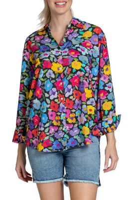 APNY Oversize Floral Button-Up Shirt in Pink Multi